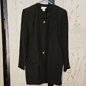 Black Blouse with Long Sleeves and Relaxed Fit